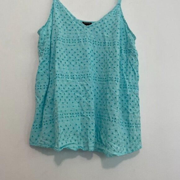 TORRID 2 Plus Size Sophie Eyelet Swing Cami Aqua Blue Sleeveless Tank Blouse 2X - Picture 6 of 16
